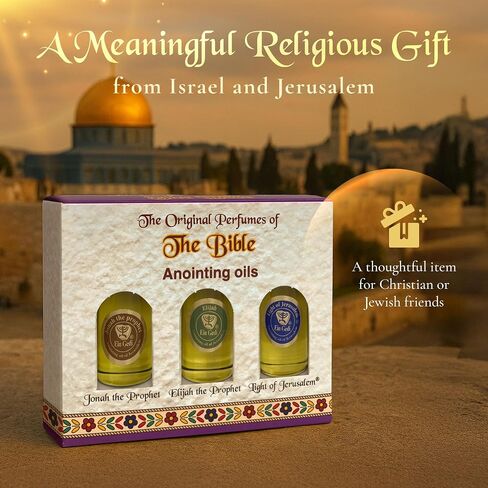 Ein Gedi Anointing Oil for Prayer 3 Bottles Set 10ml/0.34oz Each Bottle - The Original Perfumes of The Bible (Jonah The Prophet, Elijah The Prophet and Light of Jerusalem) in Kuwait