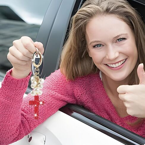 سلسلة مفاتيح Bling Car ، وسلسلة مفاتيح Cross Cross Cross Cross ، وملحقات مفاتيح السيارات ، Universal Fit (Pink) in Saudi Arabia
