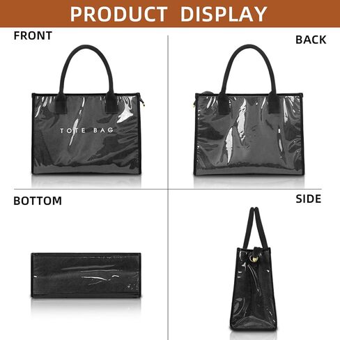 PVC Tote Bag for Women, Upgrade Plastic Tote Bag Trendy Kraft Paper Bag Women's Letters Print Tote Bag Shoulder Bag in Kuwait