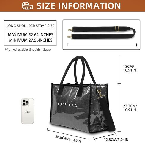 PVC Tote Bag for Women, Upgrade Plastic Tote Bag Trendy Kraft Paper Bag Women's Letters Print Tote Bag Shoulder Bag in Kuwait