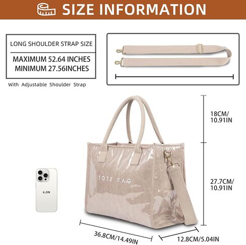PVC Tote Bag for Women, Upgrade Plastic Tote Bag Trendy Kraft Paper Bag Women's Letters Print Tote Bag Shoulder Bag in Kuwait