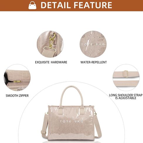 PVC Tote Bag for Women, Upgrade Plastic Tote Bag Trendy Kraft Paper Bag Women's Letters Print Tote Bag Shoulder Bag in Kuwait