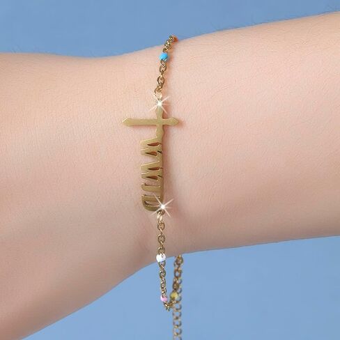 أساور WWJD ، سوار حبة ، سوار حجري طبيعي ، مصنوع من حجر الطبيعة ، الهدايا الدينية للنساء ، الأم ، الجدة ، الصديق ، الابنة in Kuwait