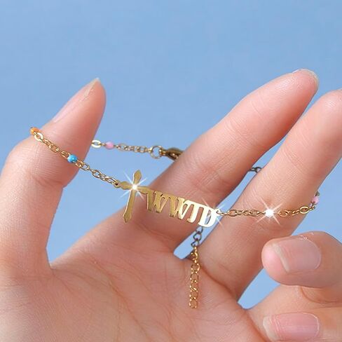 أساور WWJD ، سوار حبة ، سوار حجري طبيعي ، مصنوع من حجر الطبيعة ، الهدايا الدينية للنساء ، الأم ، الجدة ، الصديق ، الابنة in Kuwait