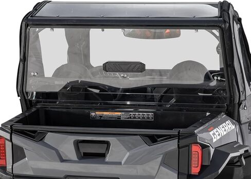 SuperATV Rear Vented Windshield for 2016+ Polaris General 1000 | 2017+ Polaris General 4 | USA Made | Made of 1/4" Polycarbonate- 250x Stronger Than Glass | BreezeRite Vent Gives Three Vent Positions in Saudi Arabia