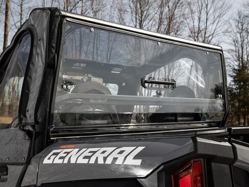 SuperATV Rear Vented Windshield for 2016+ Polaris General 1000 | 2017+ Polaris General 4 | USA Made | Made of 1/4" Polycarbonate- 250x Stronger Than Glass | BreezeRite Vent Gives Three Vent Positions in Saudi Arabia