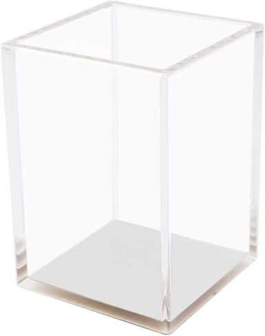Mei yi Tian Clear Acrylic Pencil Pen Pen Cup مع أسفل الذهب الأصفر ، وملحقات المكتب مكياج فرشاة فرشاة التصميم الحديثة منظم سطح المكتب لتخزين المكتب كونترتوب in Kuwait