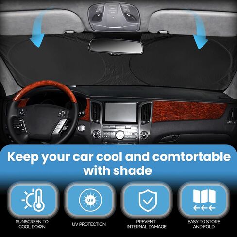 ظلال الشمس للزجاج الأمامي من INSAUTO متوافقة مع غطاء مظلة السيارة Jeep Wrangler JL JK Gladiator للزجاج الأمامي 210T عاكس للحماية من الشمس وإكسسوارات السيارة XS (59 بوصة × 21.6 بوصة) in Kuwait