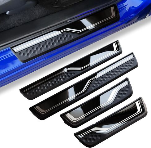 4Pcs Stainless Steel Car Door Sill Protector Trim Scuff Plate Guard Sills Scratch Protection Door Entry Guard Accessories Fit for Honda CRV HRV 2017 2018 2019 2020 2021 2022 2023 2024 2025 Sliver in Saudi Arabia