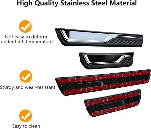 4Pcs Stainless Steel Car Door Sill Protector Trim Scuff Plate Guard Sills Scratch Protection Door Entry Guard Accessories Fit for Honda CRV HRV 2017 2018 2019 2020 2021 2022 2023 2024 2025 Sliver in Saudi Arabia