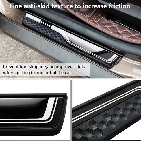 4Pcs Stainless Steel Car Door Sill Protector Trim Scuff Plate Guard Sills Scratch Protection Door Entry Guard Accessories Fit for Honda CRV HRV 2017 2018 2019 2020 2021 2022 2023 2024 2025 Sliver in Saudi Arabia