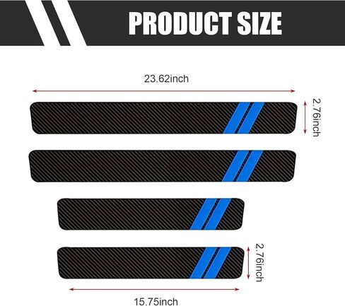 4 PCS Door Sill Protector, Carbon Fiber Leather Anti-Scratch Protective Sticker, Personalized Stripe Decoration for Door Entry Trunk, for Most Cars Trucks Self-Adhesive Decals (Red) in Saudi Arabia