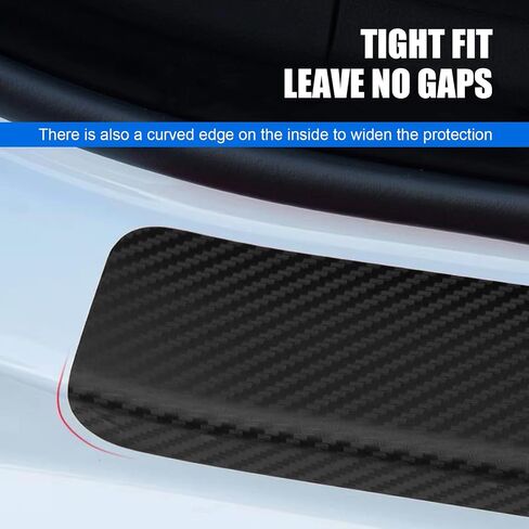 4 PCS Door Sill Protector, Carbon Fiber Leather Anti-Scratch Protective Sticker, Personalized Stripe Decoration for Door Entry Trunk, for Most Cars Trucks Self-Adhesive Decals (Red) in Saudi Arabia
