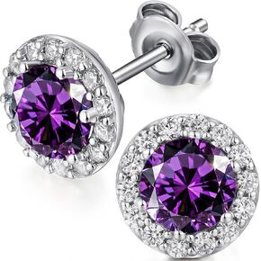 Jiamiaoi 18K White Gold Plated 3.5 Carats Round Halo Earrings 925 Sterling Silver Solitaire Stud Earrings for Women, Sparkle 5A+ Cubic Zirconia Earrings Studs CZ Diamond Stud Earrings Jewelry for Women in Kuwait