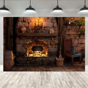Lofaris 7X5ft Halloween Backdrop for Photography Haunted House Gothic Witch's Room Fireplace Stone Brick Floor Skulls Hallowmas Wall Background for All Saints' Day Photo Studio Prop in Saudi Arabia