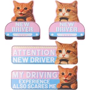 4pcs cat مغناطيس سيارة سائق جديدة ، كرتون مضحك عاكس السائق المغناطيس قابلة لإعادة الاستخدام للمغنطة لعلامات السلامة المصد للسيارة in Saudi Arabia