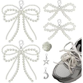 KJMYYXGS 7 PCS Pearl Bowknot Shoe Lace Charms Decoration for Sneakers Pearl Shoe Bow Clips Shoelace Jewelry Decoration for Women in Kuwait
