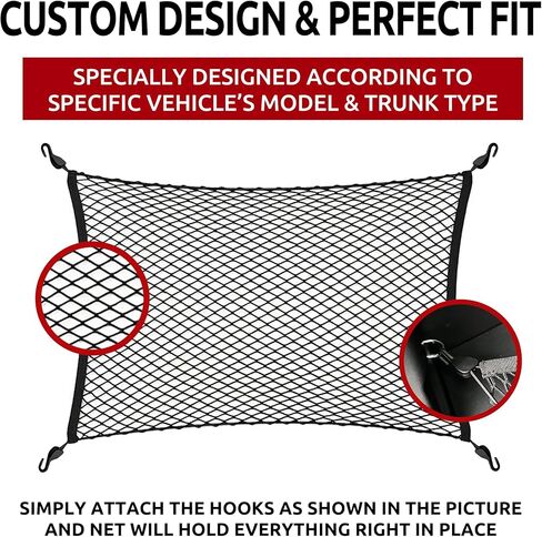 Floor Style Automotive Elastic Trunk Mesh Cargo Net for Mercedes-Benz EQE SUV 2023-2025 - Premium Trunk Organizers and Storage - Luggage Net for SUV - Best Car Organizer for Mercedes-Benz EQE in Saudi Arabia