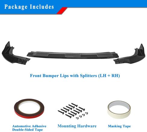 Front Lip Spoiler Compatible with 2019-2024 Toyota RAV4 LE XLE Front Bumper Spoiler, Carbon Fiber Look 3-Piece Front Spoiler Exterior Body Kit in Saudi Arabia