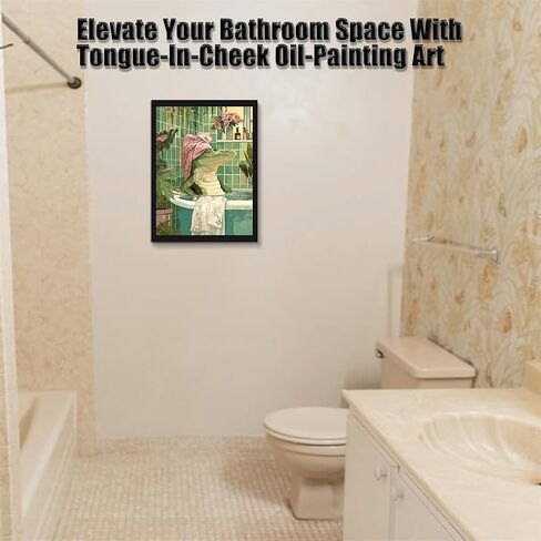 WOXZQ Bathroom Decor,Crocodile Lying In Bathtub For Bathroom Wall Art, Funny Animal Modern Restroom Decor, Cute Crocodile Artwork For Restroom, Funny Green Painting In 12x16 Inch in Saudi Arabia
