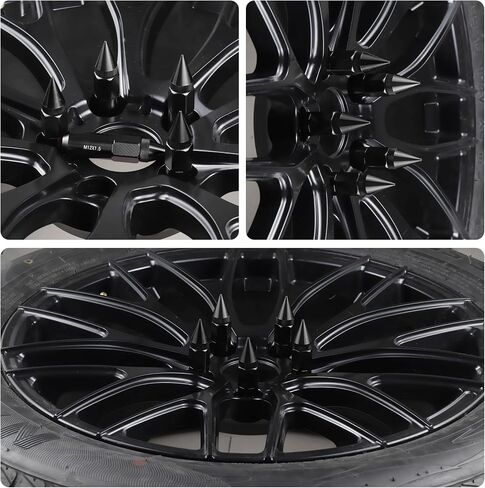 SINGARO 20PCS M12X1.25 مكسرات العروة العجلة ، غطاء محدد موالف موافق 60 ملم عجلات الألومنيوم الحافات العروة (أسود) in Kuwait