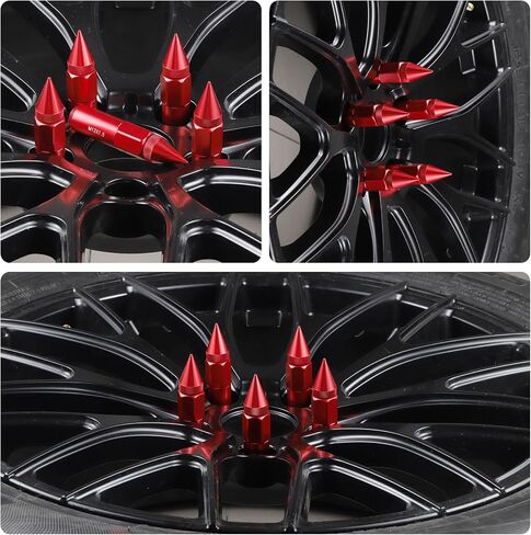 SINGARO 20PCS M12X1.25 مكسرات العروة العجلة ، غطاء محدد موالف موافق 60 ملم عجلات الألومنيوم الحافات العروة (أسود) in Kuwait