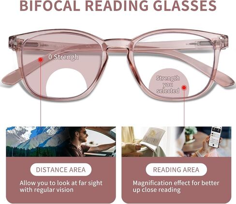 Bifocal Reading Glasses for Women Blue Light Blocking Clear Top Bifocal Computer Readers with Spring Hinges in Saudi Arabia