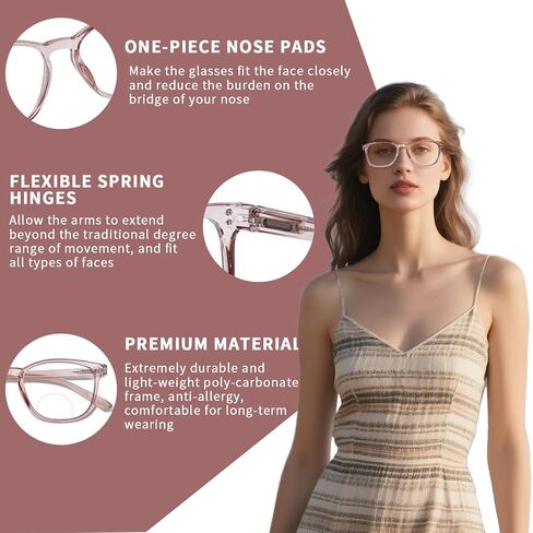Bifocal Reading Glasses for Women Blue Light Blocking Clear Top Bifocal Computer Readers with Spring Hinges in Saudi Arabia