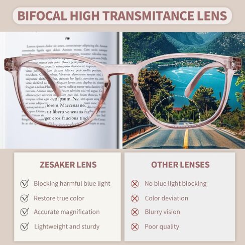 Bifocal Reading Glasses for Women Blue Light Blocking Clear Top Bifocal Computer Readers with Spring Hinges in Saudi Arabia