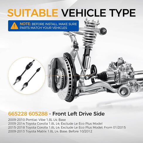 Parod 665228 605288 Front CV Axle Assembly FING 2009-2010 Pontiac Vibe ، 2009-2018 Toyota Corolla ، 2009-2013 Matrix in Saudi Arabia
