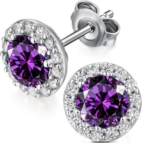 Jiamiaoi 18K White Gold Plated 3.5 Carats Round Halo Earrings 925 Sterling Silver Solitaire Stud Earrings for Women, Sparkle 5A+ Cubic Zirconia Earrings Studs CZ Diamond Stud Earrings Jewelry for Women in Kuwait