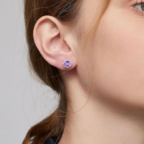 Jiamiaoi 18K White Gold Plated 3.5 Carats Round Halo Earrings 925 Sterling Silver Solitaire Stud Earrings for Women, Sparkle 5A+ Cubic Zirconia Earrings Studs CZ Diamond Stud Earrings Jewelry for Women in Kuwait