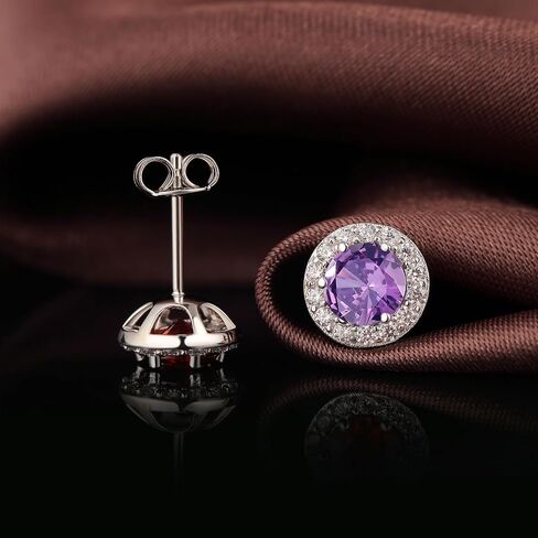 Jiamiaoi 18K White Gold Plated 3.5 Carats Round Halo Earrings 925 Sterling Silver Solitaire Stud Earrings for Women, Sparkle 5A+ Cubic Zirconia Earrings Studs CZ Diamond Stud Earrings Jewelry for Women in Kuwait