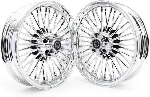 TOFR 21x3.5 Front 18x3.5 Rear Rims Wheels Tubeless 36 Fat Spokes Tubeless For Harley FL Touring FLHR Road King FLTR Road Glide FLHT Electra Glide FLHX Street Glide 1984-2008 Chrome in Saudi Arabia