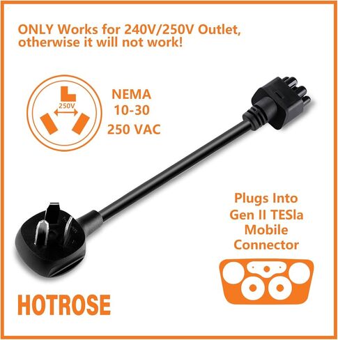 محول 16.5 بوصة NEMA 06-50 لشاحن محمول موصل Tesla Gen 2، قم بتوصيل شاحن الهاتف المحمول Tesla إلى NEMA 06-50 Plug 240V Outlet 32 ​​Amp شحن آمن in Kuwait