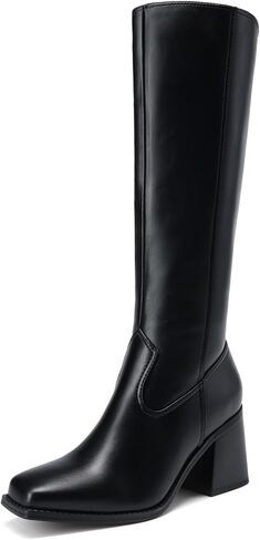 DREAM PAIRS Women's Knee High Boots Chunky Heel Square Toe Tall Boot for Women with Side Zipper in Saudi Arabia