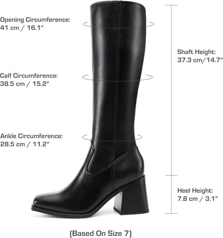 DREAM PAIRS Women's Knee High Boots Chunky Heel Square Toe Tall Boot for Women with Side Zipper in Saudi Arabia