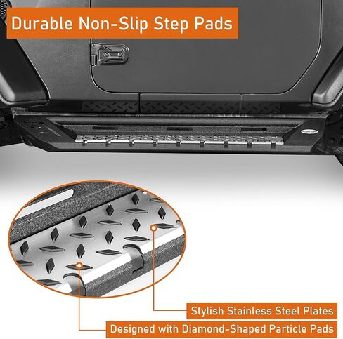 Hooke Road Wrangler JL 2 Doors Running Boards Drop Side Step Bars for 2018-2025 Jeep Wrangler JL 2-Door, Non-Slip Step Rock Sliders Nerf Bar in Saudi Arabia