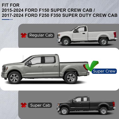 Running Boards Compatible with Ford F150 Supercrew Cab 2015-2024, Side Steps Fit for F250 F350 Super Duty Crew Cab 2017-2024, 6.5" Wide Stainless Steel Step Bars in Saudi Arabia
