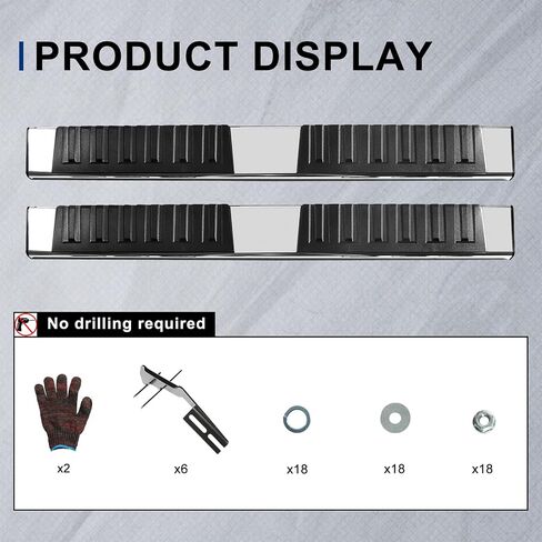 Running Boards Compatible with Ford F150 Supercrew Cab 2015-2024, Side Steps Fit for F250 F350 Super Duty Crew Cab 2017-2024, 6.5" Wide Stainless Steel Step Bars in Saudi Arabia