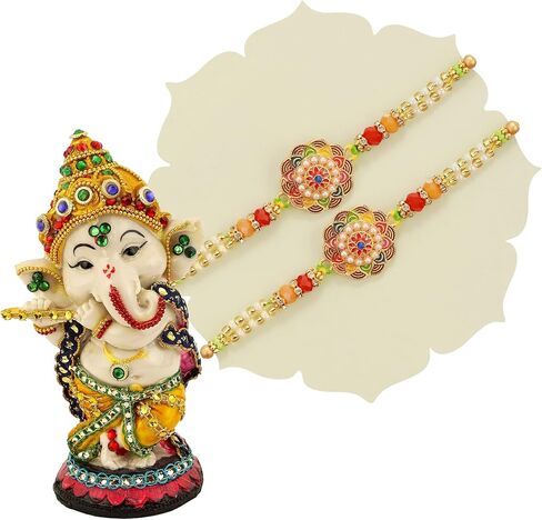 TIED RIBBONS Rakhi for Brother Set of 3 Rakhi Set for Brother | Rakhi Card | Roli Tikka - Raksha bandhan Rakhi Bracelet for Brother Rakhi for Bhaiya | Bhai Rakhi Thread | Rakhi Set for Brother in Saudi Arabia