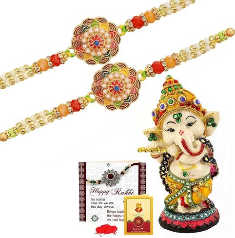 TIED RIBBONS Rakhi for Brother Set of 3 Rakhi Set for Brother | Rakhi Card | Roli Tikka - Raksha bandhan Rakhi Bracelet for Brother Rakhi for Bhaiya | Bhai Rakhi Thread | Rakhi Set for Brother in Saudi Arabia
