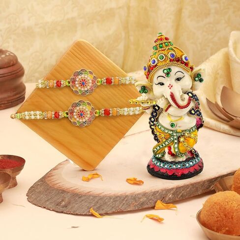 TIED RIBBONS Rakhi for Brother Set of 3 Rakhi Set for Brother | Rakhi Card | Roli Tikka - Raksha bandhan Rakhi Bracelet for Brother Rakhi for Bhaiya | Bhai Rakhi Thread | Rakhi Set for Brother in Saudi Arabia