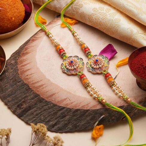TIED RIBBONS Rakhi for Brother Set of 3 Rakhi Set for Brother | Rakhi Card | Roli Tikka - Raksha bandhan Rakhi Bracelet for Brother Rakhi for Bhaiya | Bhai Rakhi Thread | Rakhi Set for Brother in Saudi Arabia
