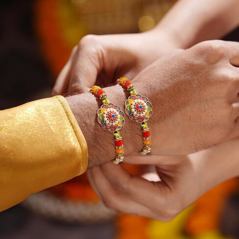 TIED RIBBONS Rakhi for Brother Set of 3 Rakhi Set for Brother | Rakhi Card | Roli Tikka - Raksha bandhan Rakhi Bracelet for Brother Rakhi for Bhaiya | Bhai Rakhi Thread | Rakhi Set for Brother in Saudi Arabia