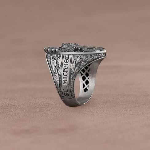 رنقة أجنحة الملائكة مايكل التنين ، حلقة القديس مايكل غير العادية ، القديس مايكل كريستيان رينج ، الهدية الدينية ، هدية صديقها الديني in Kuwait