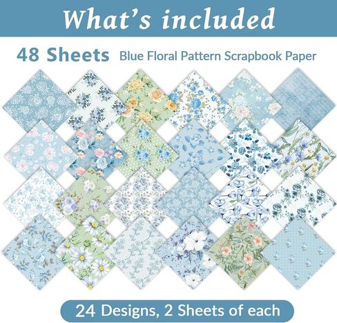 48pcs نمط الأزهار ورقة ورقة مزدوجة الجوانب المائية زهرة القصاصة ورقة تخصص ورقة ملونة زهرة ديكور أوراق مزخرفة مطوية مسطحة لتصنيع بطاقة DIY ألبوم مجلة اليومية الحرف اليدوية 11.4x11.4in in Kuwait
