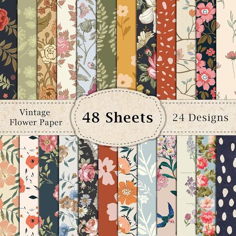 48pcs نمط الأزهار ورقة ورقة مزدوجة الجوانب المائية زهرة القصاصة ورقة تخصص ورقة ملونة زهرة ديكور أوراق مزخرفة مطوية مسطحة لتصنيع بطاقة DIY ألبوم مجلة اليومية الحرف اليدوية 11.4x11.4in in Kuwait