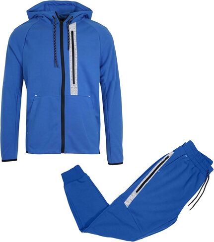 Galaxy by Harvic Men Ful Full zip Tech Fleece Hoodie و Jogger المكون من قطعتين مع تصميم تقليم عاكس in Kuwait