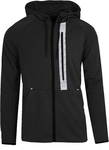 Galaxy by Harvic Men Ful Full zip Tech Fleece Hoodie و Jogger المكون من قطعتين مع تصميم تقليم عاكس in Kuwait